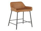 Daniella Industrial Counter Stool in Black Metal and Camel Faux Leather by LumiSource - Set of 2 B202P221714