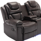 Home Theater Seating Manual Recliner Loveseat with Hide-Away Storage, Cup Holders and LED Light WF310726AAD