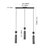 ZUN Modern Black and Gold 3-Light Pendant Chandelier, Adjustable Hanging Lights with Cylindrical Mesh W1340P233174