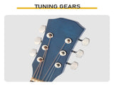 Blue 41-inch Dreadnought barrel-shaped cutaway acoustic guitar with pick, strings, capo, gig bag, 48260943