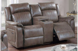 Contemporary Power Motion Loveseat w Console 1pc Couch Living Room Furniture Dark Coffee Breathable B011133395
