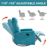 Manual Recliner Chair with Rocker and Swivel in Fabric for Living Room, Blue W3224P289294