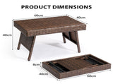 Outdoor Folding Side Table, Patio Rattan Coffee Table with PE Wicker & High-Duty Steel Frame for 50470658