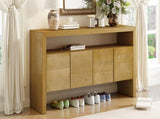U_Style 60" 4-Door Sideboard, Modern Minimalist Solid Veneer Sideboard with Open Shelf, Natural N711P289132O