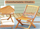 3 Pieces Foldable Acacia Wood Patio Bistro Set, Outdoor Round Table & 2 Ergonomic Chairs with 25255941
