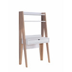 ZUN Ladder Desk Two- Tone, Home Office Study Desk with Drawer and Two Shelves in White & Weathered White B107130822