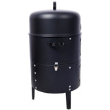 17 Inch Steel Charcoal Smoker, Heavy Duty Round BBQ Grill for Outdoor Cooking, Black W465P216801