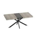 ZUN 55.11'' -70.86"Retro Rectangular Stretch Dining Table, Grey Carole Top With Black Embossed Center W757P147832