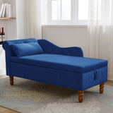 Navy Blue Chaise Lounge Indoor,Velvet Lounge Chair for Bedroom with Storage & Pillow,Modern W1170105033