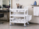 3-Tier Rolling Lab Cart, Mobile Utility Cart with 3 Trays, 4 Silent Wheels & 3 Trash Cans, PP 54275968