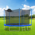 ZUN 12FT Trampoline for Adults & Kids with Basketball Hoop, Outdoor Trampolines w/Ladder and Safety W28550119