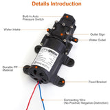 2PCS 12V Water with 2 Hose Clamps 130PSI Self Priming Sprayer 70W Electric Diaphragm Water 21653879
