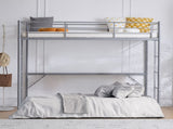 Twin Size Metal Loft Bed with Safety Guardrails & 2 Built-in Ladders, Loft Bunk Bed Frame for Teens 37867225