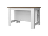 Island 35.4" H, with 3 Shelves, White / Mahogany B097P250890