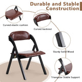 Set of 2 Wooden Folding Chairs with Padded Seats, Portable Simple Folding Chairs with Cushion for 56717735