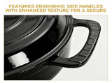 Cast iron 7.5QT cooking pot - Pure black - includes two silicone gloves - Enamel pot 77846550