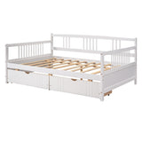 Full Size Daybed Wood Bed with Two Drawers,White 67032635