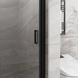 Goodyo 34"x72" Pivot Shower Door, 1/4 inch Thick Tempered Glass Swing Shower Door in Black Finish, D163102093