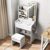 Fashion Vanity Desk with and Lights for Makeup with hair dryer holder and Chair, Vanity W509P173273