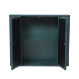 Army Green Wall-Mounted Bathroom Cabinet with Mirror, 2 Mirrored Doors & Open Shelf, Farmhouse Metal W3122P272875