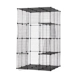 ZUN 3-Tier Wire Cat Cage, Large Kennels Playpen with 3 Platforms, 3 Ramp Ladders and 4 Doors, Black W2181P155328