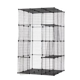 ZUN 3-Tier Wire Cat Cage, Large Kennels Playpen with 3 Platforms, 3 Ramp Ladders and 4 Doors, Black W2181P155328