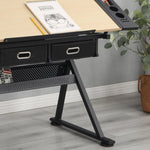 ZUN adjustable drawing drafting table desk with 2 drawers for home office and school with stool W347P151532