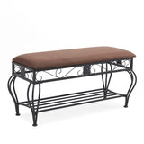 ZUN Shoe Rack Bench for, Industrial Bench, Rustic Shoe Rack for Small Spaces, Upholstered 14447507