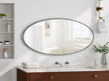 Iron Art Oval Retro Mirror, Antique Effect, Wall Hanging, Suitable For Bathroom, Bedroom, Living W757P251823