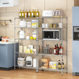 XM-304B Rectangle Carbon Steel Metal Assembly 5-Shelf Storage Rack Silver Gray 13746784