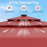 10 foot red terrace umbrella with solar powered LED lights and multi-layered ventilated roof 92595764