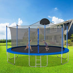 ZUN 14FT Trampoline for Adults & Kids with Basketball Hoop, Outdoor Trampolines w/Ladder and Safety W285128088