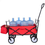 ZUN Garden Shopping Beach Cart folding wagon red W22730110