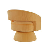 Modern Luxurious Swivel Accent Chair Yellow Soft Corduroy Upholstery Plush Seating Solid Wood B011P256233