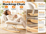 25.59"W x 33.66"D x 29.53"H Indoor Teddy Fabric Rocking Chair, Soft Fluffy Lounge Rocker with White 73370403