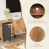 Mid Century TV Stand 3 Cabinets, Media Console Table for TVs up to 70'', Entertainment Center N710P180186P