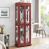 ZUN Lighted Glass Curio Display Cabinet,Display Cabinet,Glass Storage Cabinet Glass Wine cabinet Wood W2275P178796