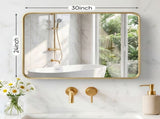 Anti-Fog Bathroom Wall Mirror 24" x 30" Shatterproof Mirror with Rectangular Metal Frame, Gold 88109118