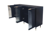 Accent Cabinet Black Lacquered Wooden Cabinet with 4 Glass Doors Sideboard Buffet Server Cabinet W1435133310