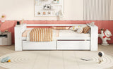 Twin Size Daybed with Shelves and Drawers, White WF324220AAK
