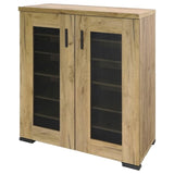 Golden Oak and Black Mesh Door Accent Cabinet B062P145428