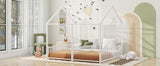Metal Twin Size House Platform Beds, Two Shared Beds, White MF307505AAK