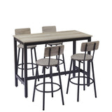 ZUN Bar Table Set with 4 Bar stools PU Soft seat with backrest, Grey, 47.24'' L x 23.62'' W x 35.43'' H W1162102876