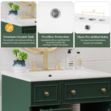24" Forest Green Bathroom Vanity Cabinet with Ceramic Sink, 2 Drawers, 1 Soft-Close Door N729P264336G