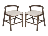 Balmain Indoor Rubberwood Barstool, Dark Brown Finished and Beige Upholstery, Set of 2 N775P318294D