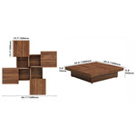 ZUN Square Marble Veneer Coffee Table Sliding Top with Storage in Walnut 39.4'' WF322094AAD