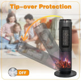 25" Tower Space Heater with 3D Flame, 1500W Portable Electric Heater with Thermostat, 60&deg 85626018