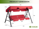 68*43*60 inch Red KD style with cushion canopy Iron Oxford cloth 250kg Iron swing set 48606042
