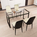 51" 4 person glass dining table set, kitchen set with black metal leg dining table and chairs, 45280953