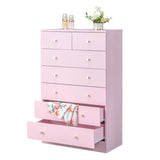 ZUN Modern Simple 7-Drawer Dresser Pink 24822027